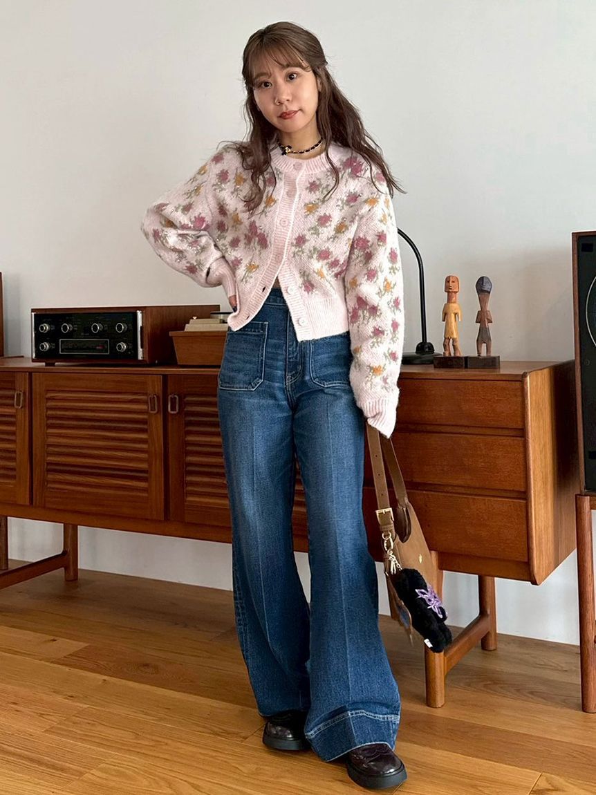 LILY BROWN「【LILY BROWN &times;ANNA SUI】ジャガードビジューニットカーディガン」|カーディガン|