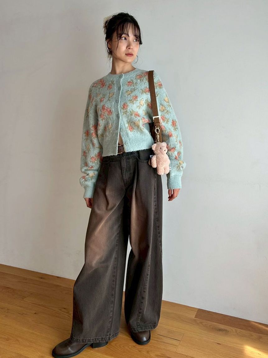 LILY BROWN「【LILY BROWN &times;ANNA SUI】ジャガードビジューニットカーディガン」|カーディガン|