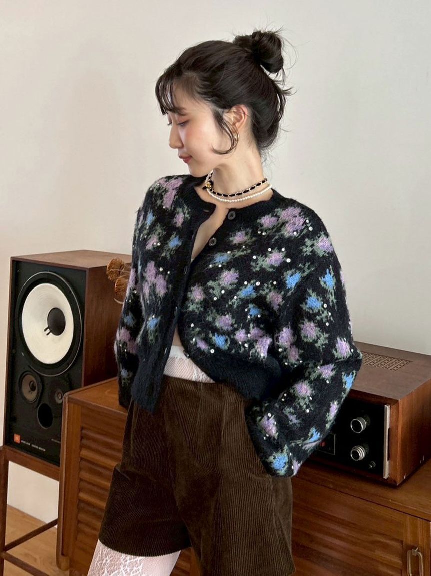 LILY BROWN「【LILY BROWN &times;ANNA SUI】ジャガードビジューニットカーディガン」|カーディガン|