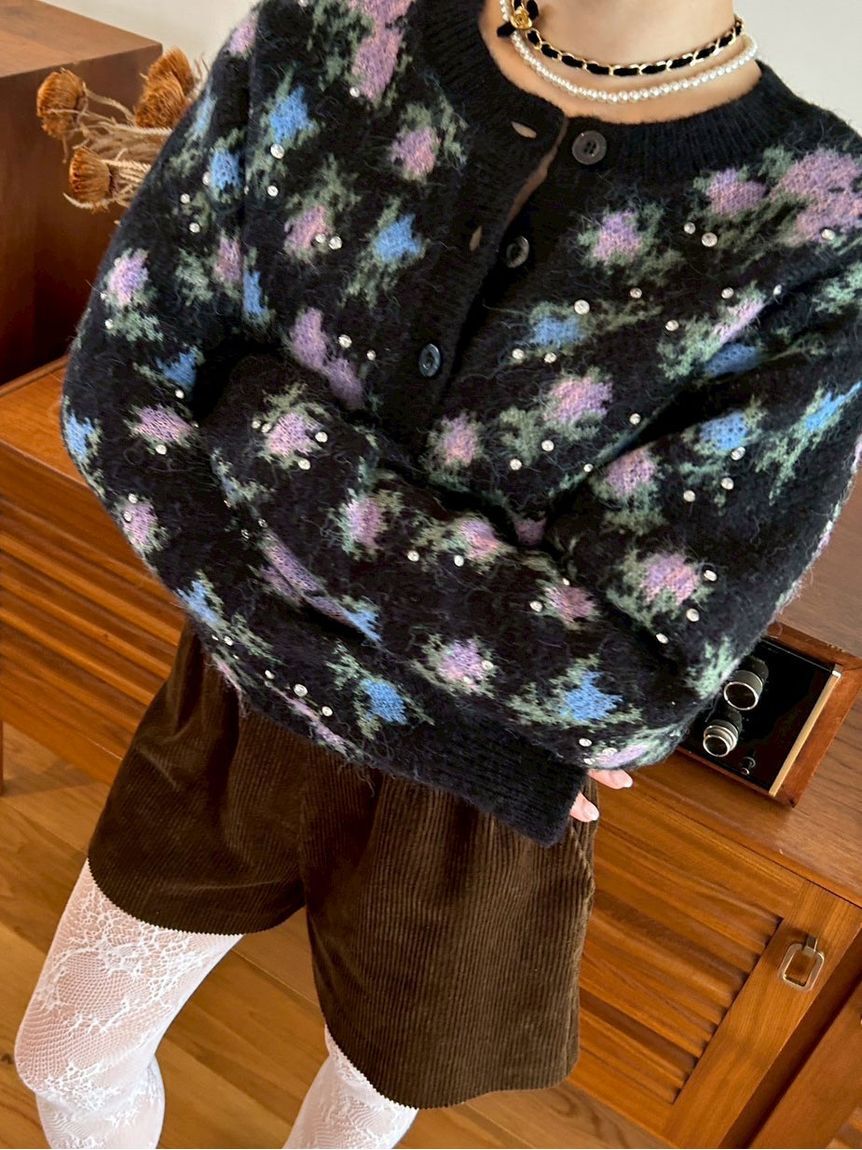 LILY BROWN「【LILY BROWN &times;ANNA SUI】ジャガードビジューニットカーディガン」|カーディガン|