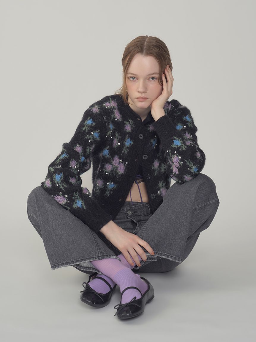 LILY BROWN「【LILY BROWN &times;ANNA SUI】ジャガードビジューニットカーディガン」|カーディガン|