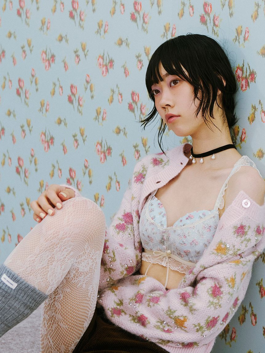 LILY BROWN「【LILY BROWN &times;ANNA SUI】ジャガードビジューニットカーディガン」|カーディガン|