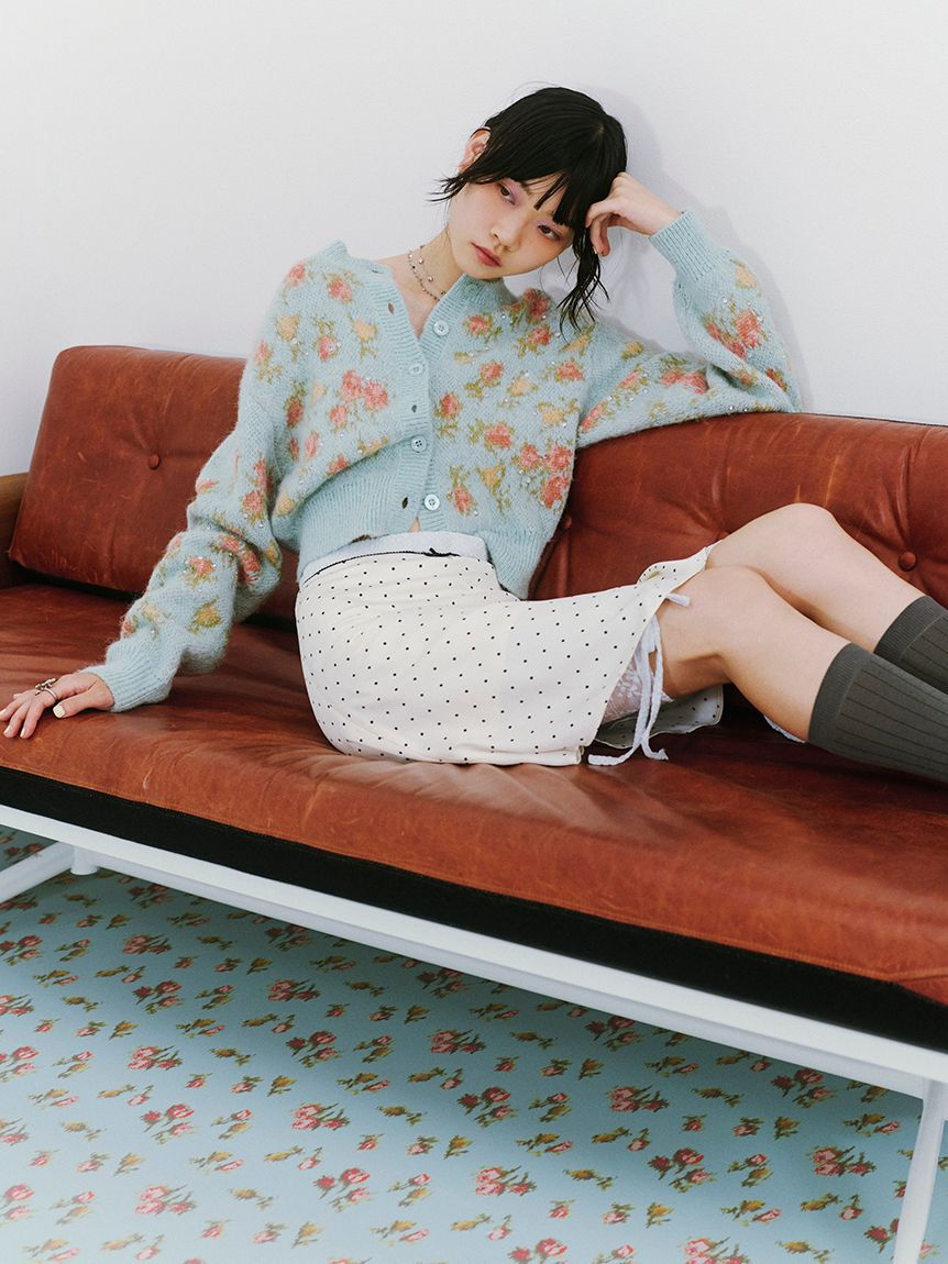 LILY BROWN「【LILY BROWN &times;ANNA SUI】ジャガードビジューニットカーディガン」|カーディガン|