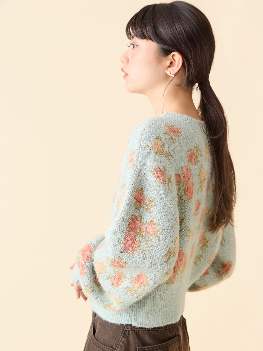 LILY BROWN「【LILY BROWN &times;ANNA SUI】ジャガードビジューニットカーディガン」|カーディガン|