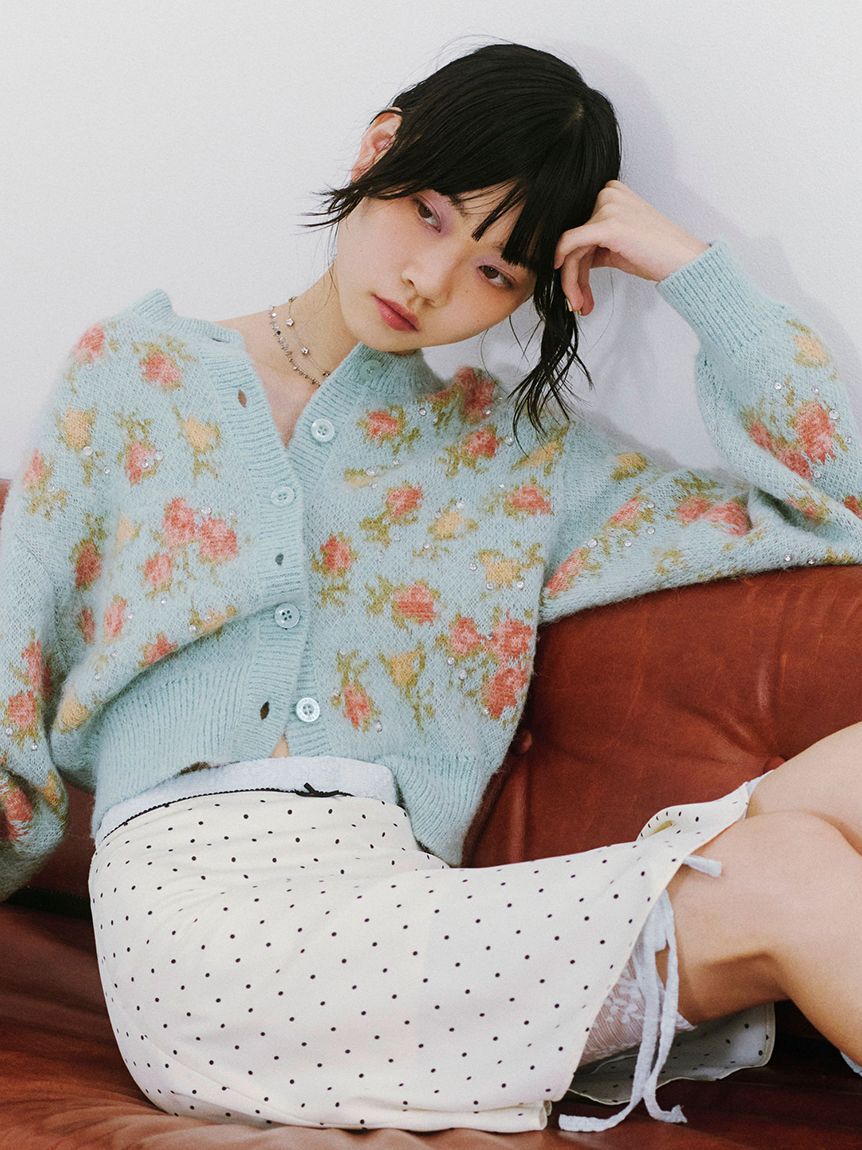 LILY BROWN「【LILY BROWN &times;ANNA SUI】ジャガードビジューニットカーディガン」|カーディガン|LBLU