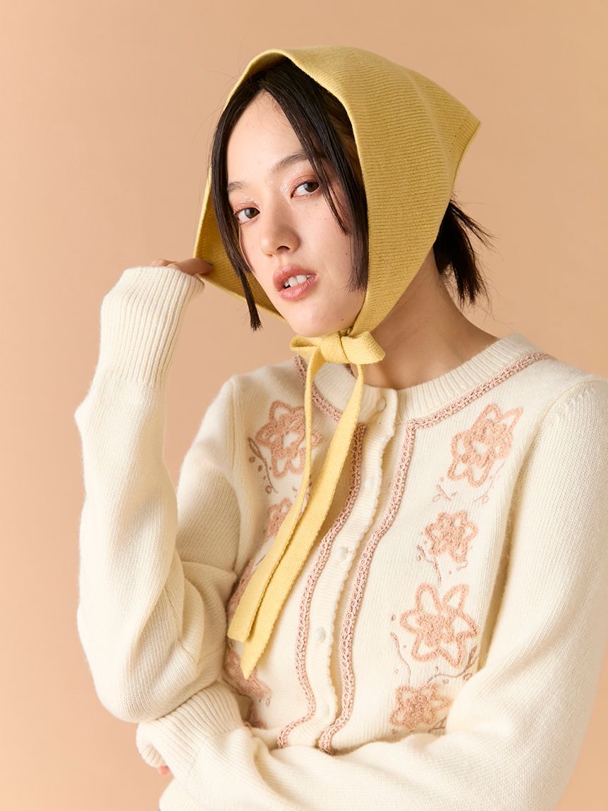LILY BROWN「ニットリボンバブーシュカ」|ヘアバンド|YEL