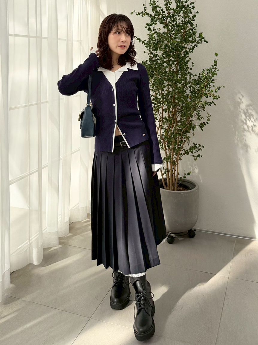 LILY BROWN「ベルト付きレースプリーツスカート」|スカート|