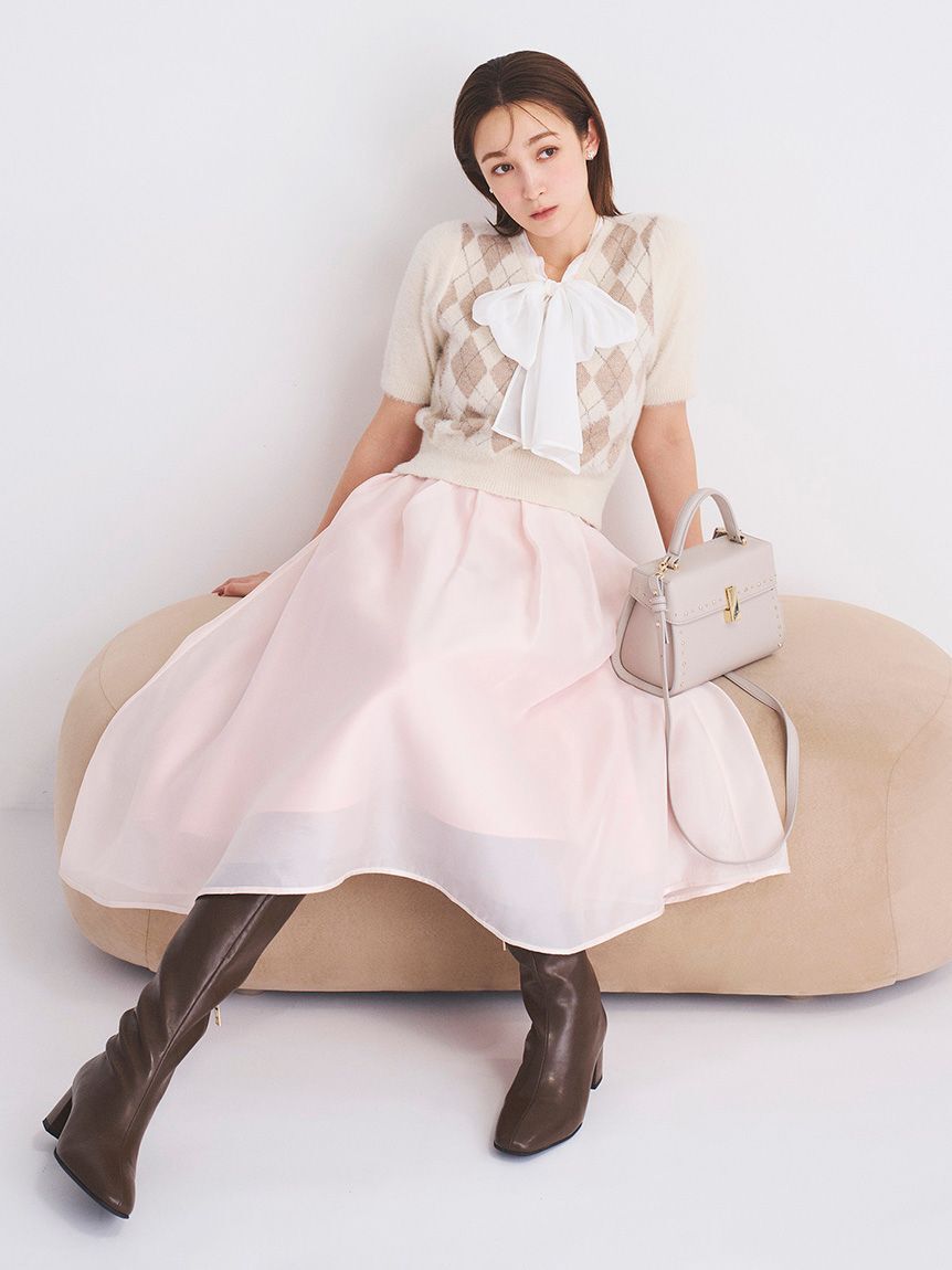 CELFORD「ボウタイリボンアーガイルニットプルオーバー」|ニット・セーター|