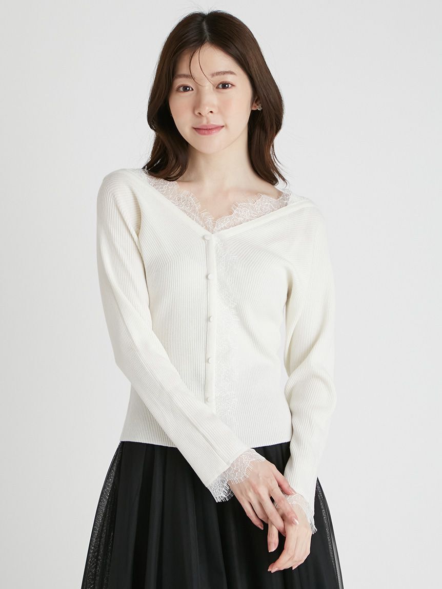 CELFORD「レーストリムニットプルオーバー」|ニット・セーター|