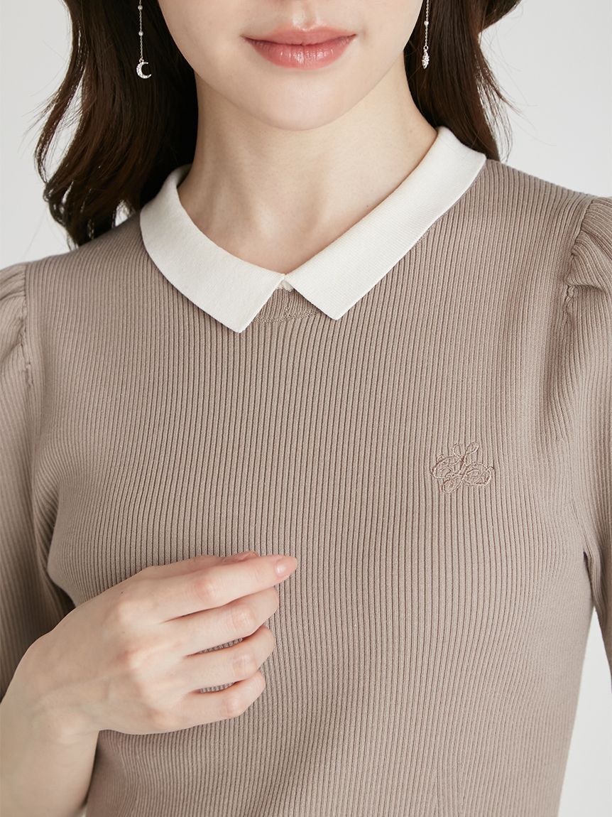 CELFORD「シルクブレンド衿付きニットプルオーバー」|ニット・セーター|