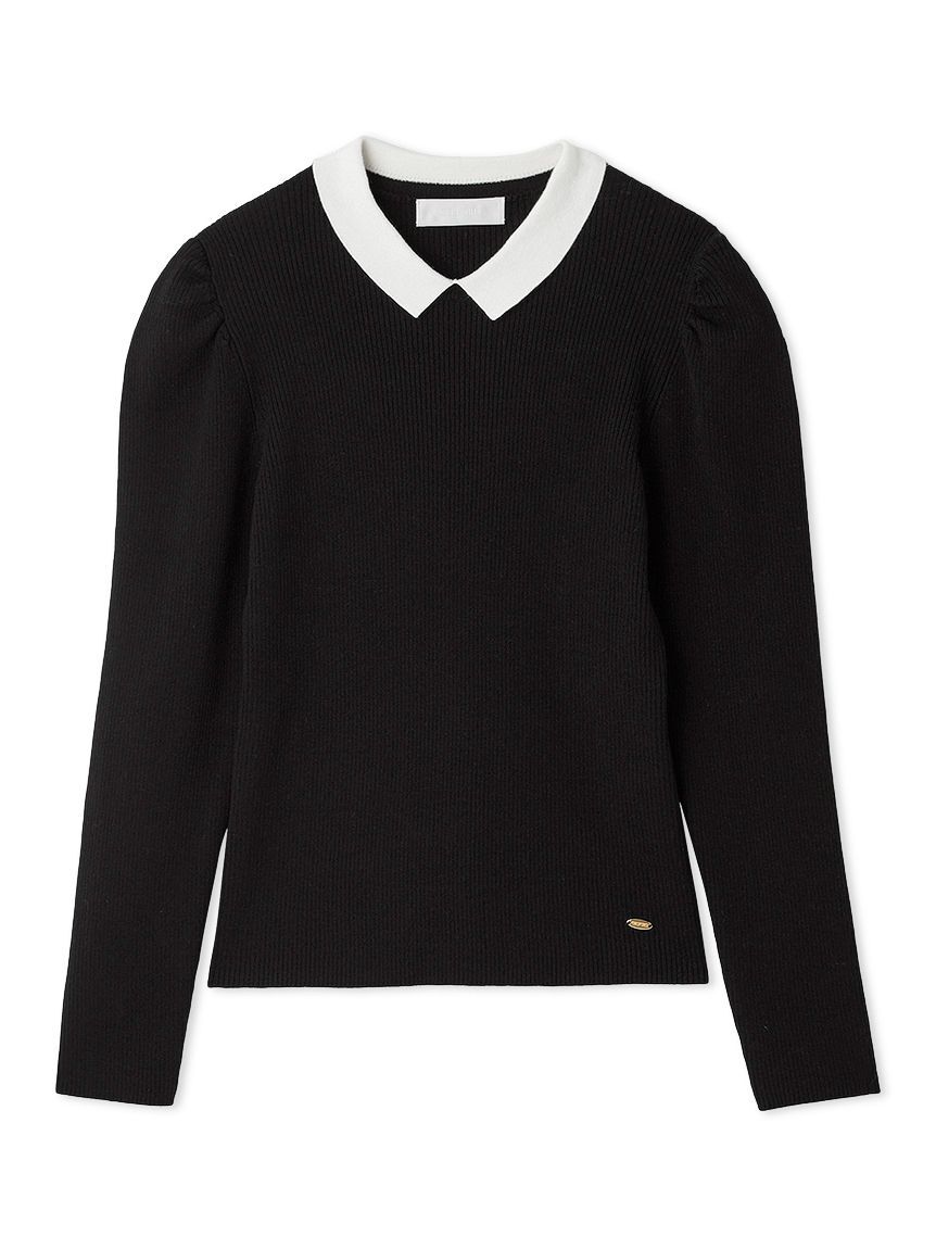 CELFORD「カシミア混襟付きニット」|ニット・セーター|BLK