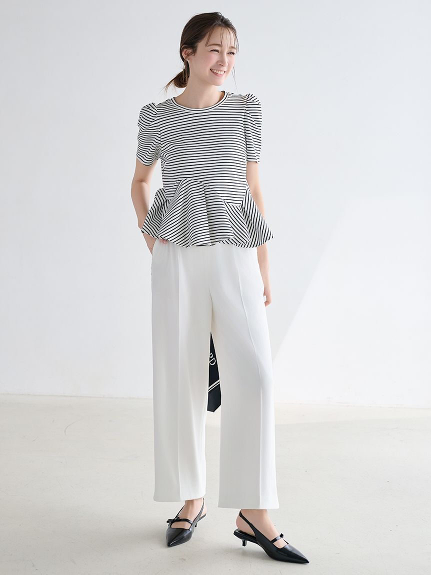 CELFORD「【洗える】レースラインワイドストレートパンツ」|チノ|