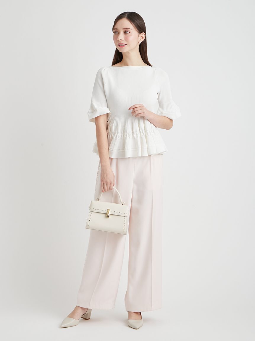 CELFORD「【洗える】レースラインワイドストレートパンツ」|チノ|