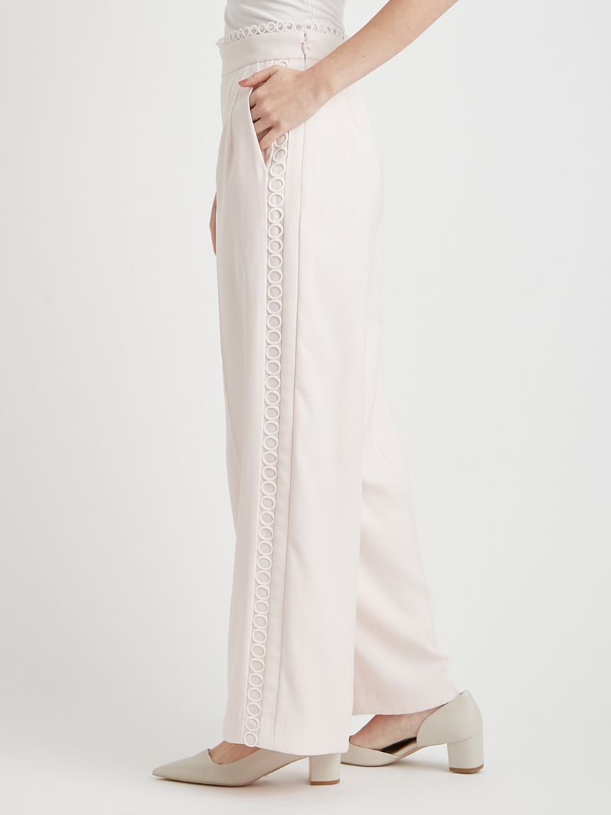 CELFORD「【洗える】レースラインワイドストレートパンツ」|チノ|