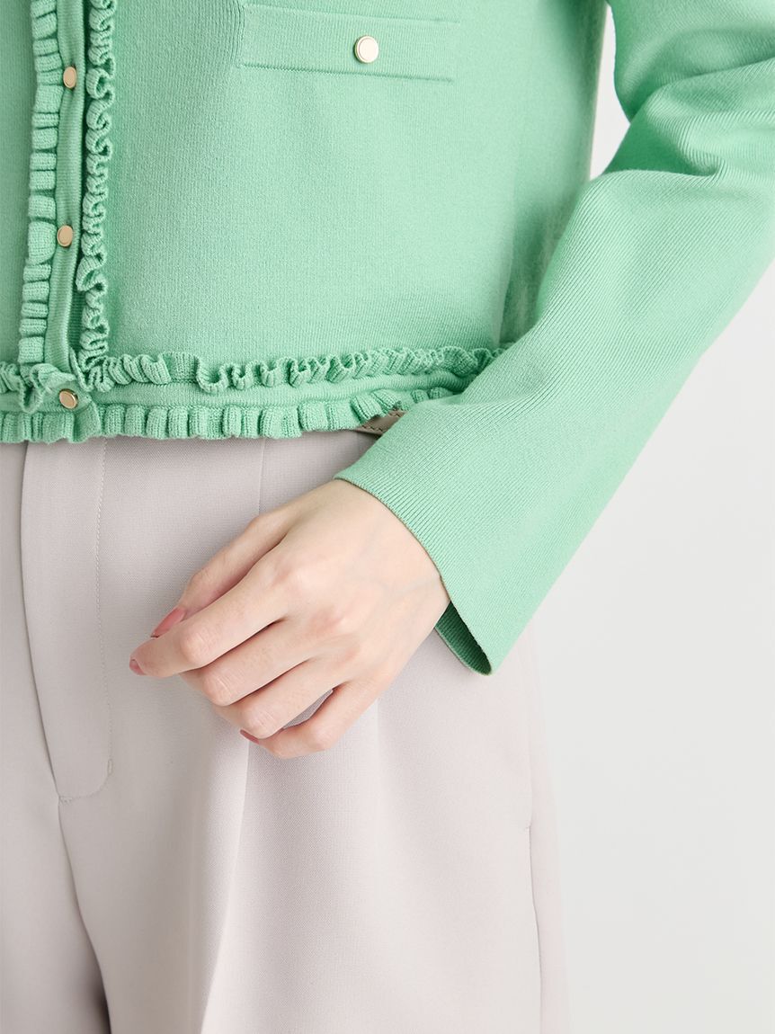 CELFORD「【UVカット】【洗える】フリルトリムニットアンサンブル」|ニット・セーター|