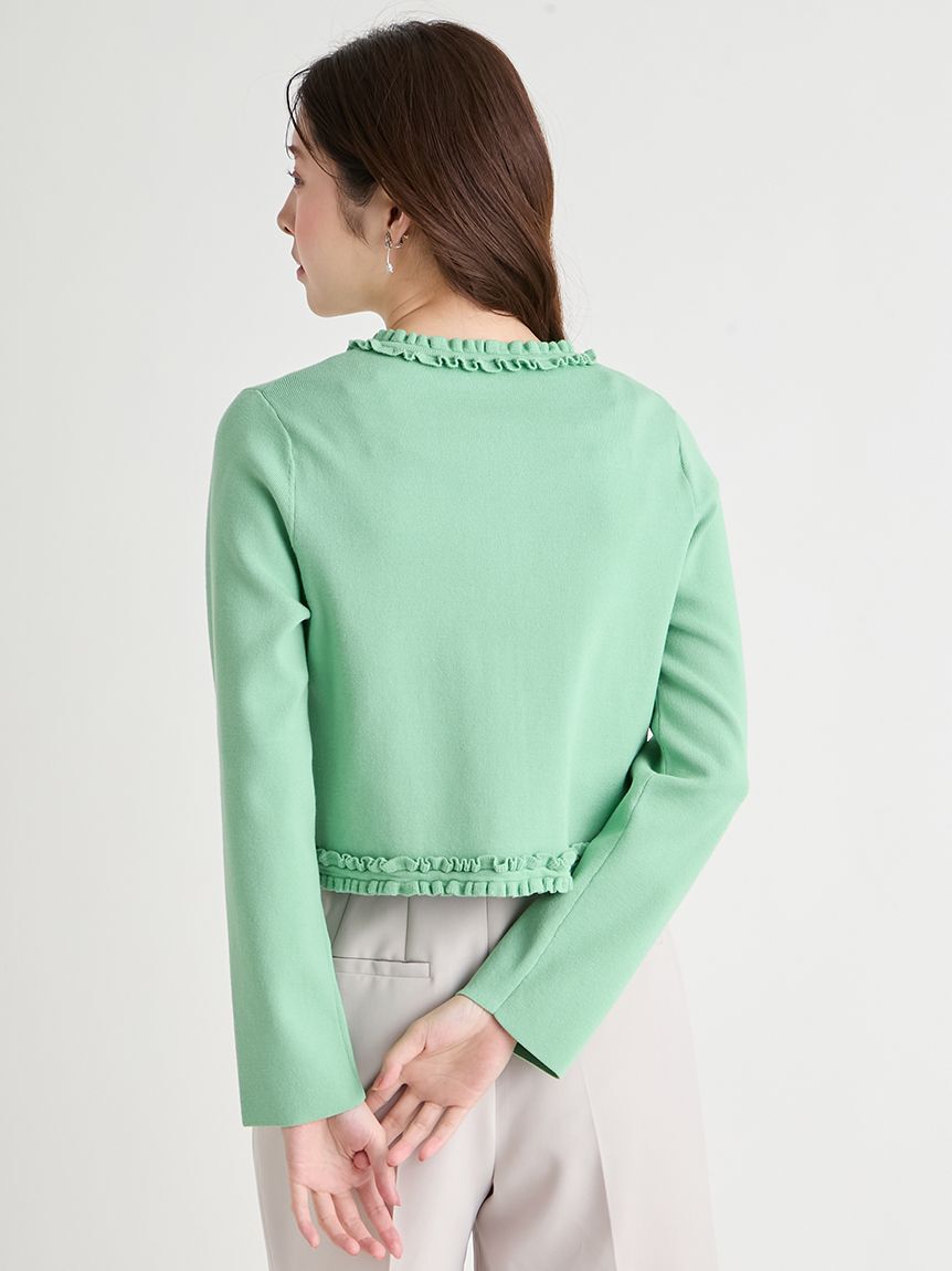 CELFORD「【UVカット】【洗える】フリルトリムニットアンサンブル」|ニット・セーター|