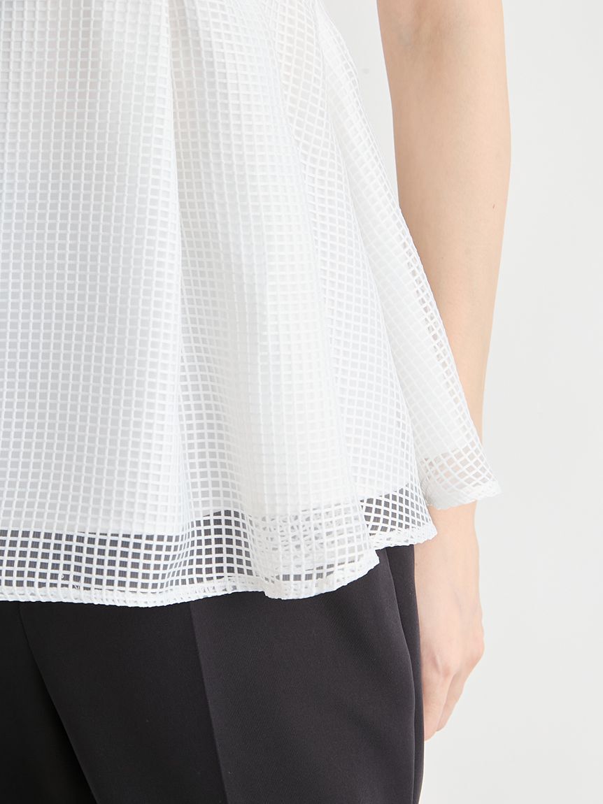 CELFORD「【洗える】襟付きメッシュブラウス」|シャツ・ブラウス|