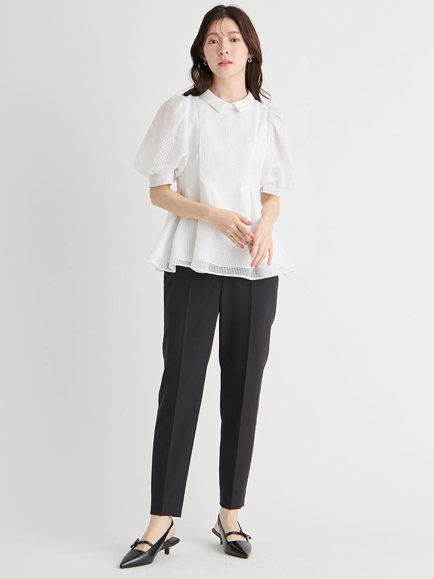 CELFORD「【洗える】襟付きメッシュブラウス」|シャツ・ブラウス|