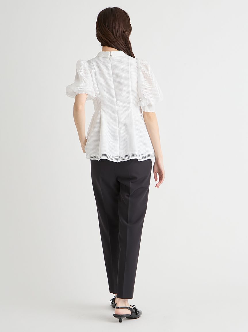 CELFORD「【洗える】襟付きメッシュブラウス」|シャツ・ブラウス|