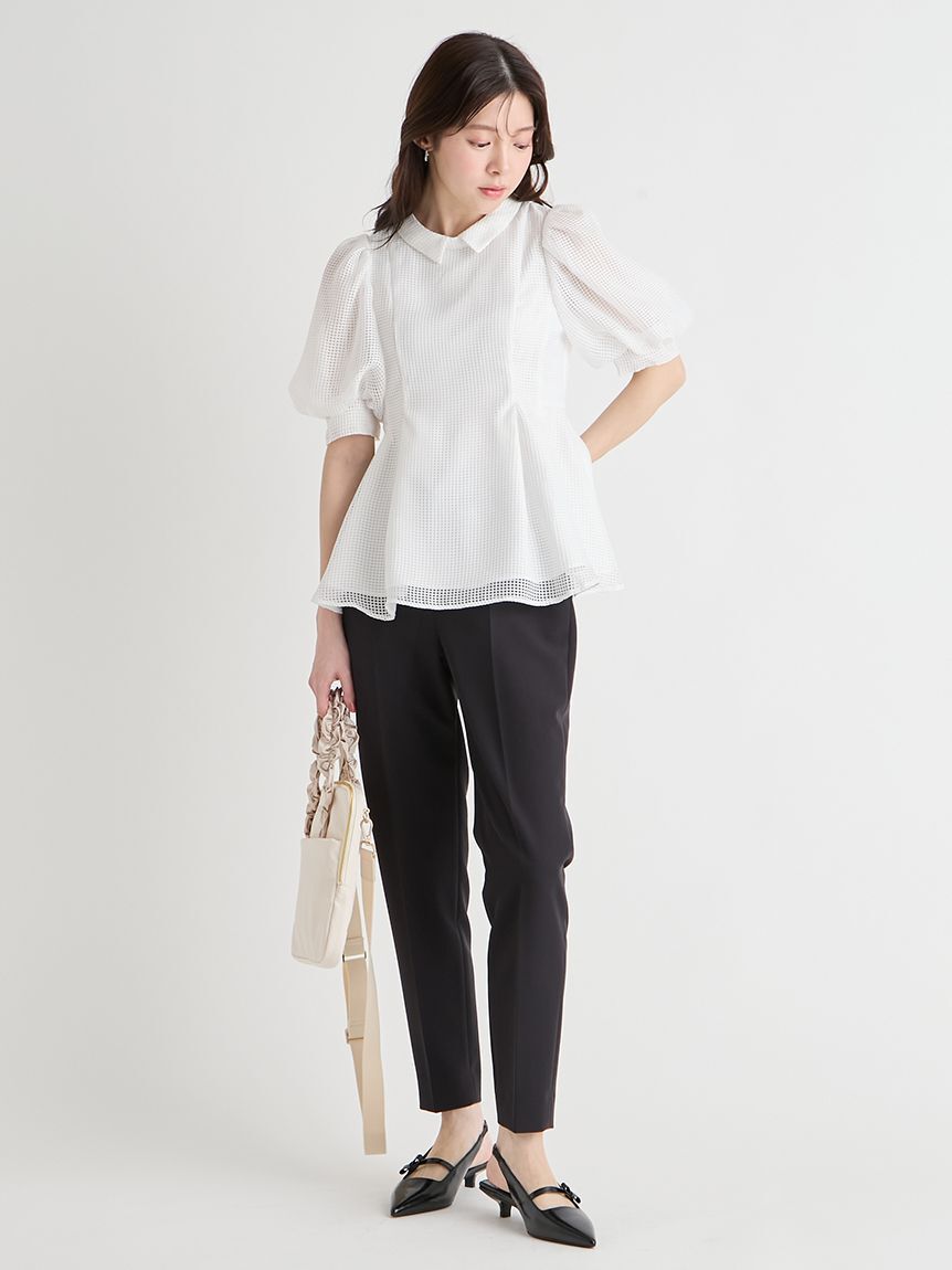 CELFORD「【洗える】襟付きメッシュブラウス」|シャツ・ブラウス|