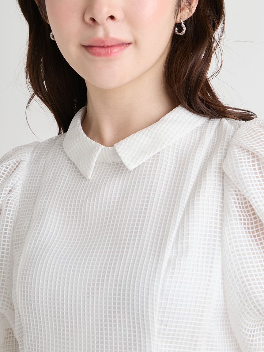 CELFORD「【洗える】襟付きメッシュブラウス」|シャツ・ブラウス|
