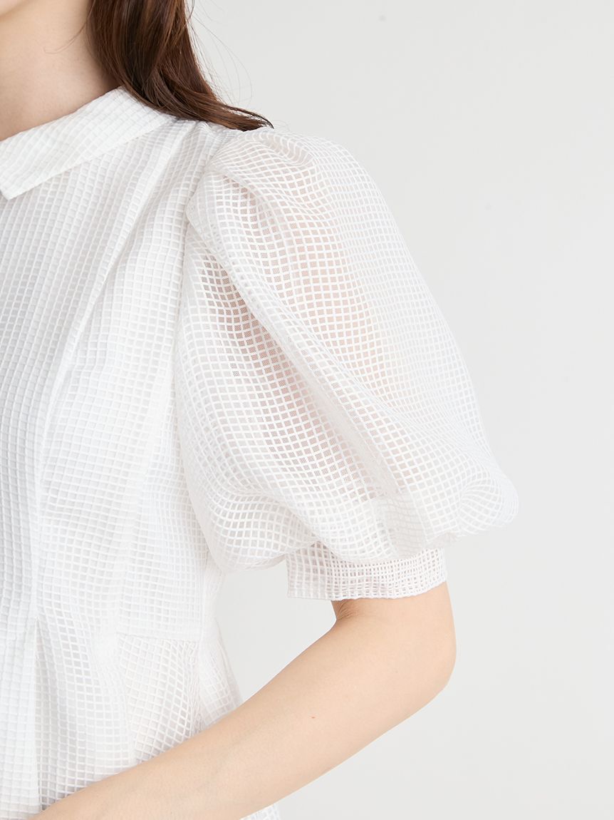 CELFORD「【洗える】襟付きメッシュブラウス」|シャツ・ブラウス|