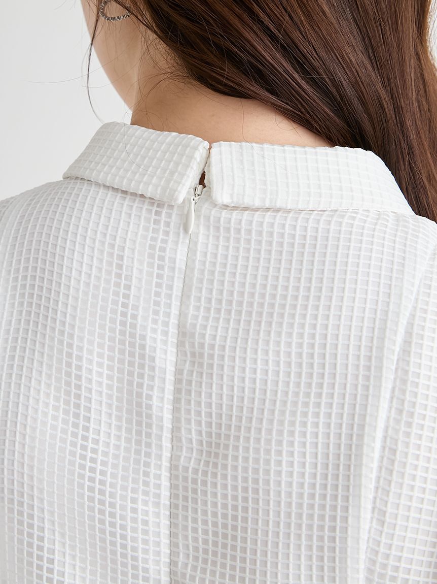 CELFORD「【洗える】襟付きメッシュブラウス」|シャツ・ブラウス|