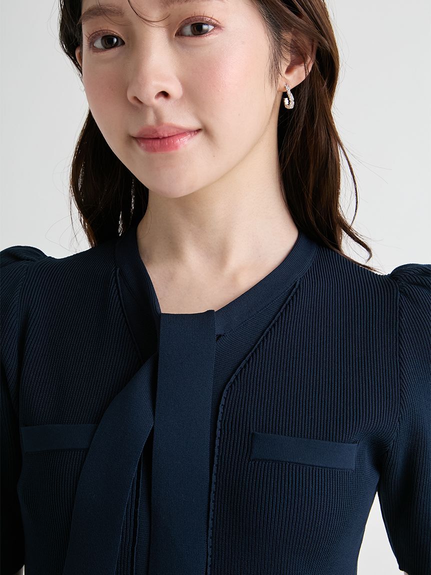 CELFORD「【UVカット】【洗える】ボウタイニットワンピース」|ワンピース|