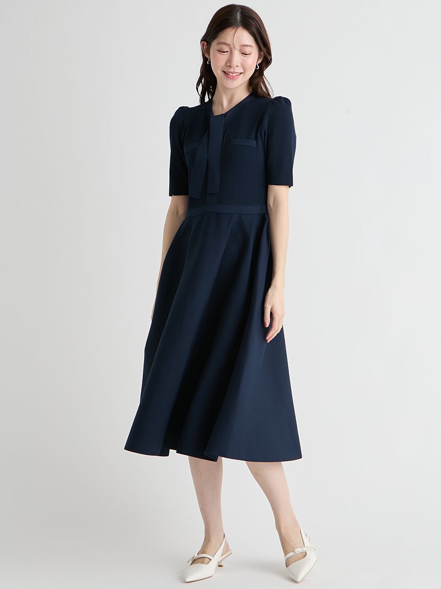 CELFORD「【UVカット】【洗える】ボウタイニットワンピース」|ワンピース|DNVY