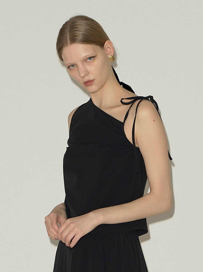 styling/「【S/S(エスバイエス)】アシンメトリートップス＜ウォッシャブル・UV・接触冷感＞」|Tシャツ・カットソー|BLK