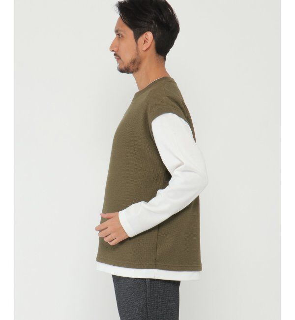 ikka「ワッフルフェイクベストレイヤード」|パーカー|