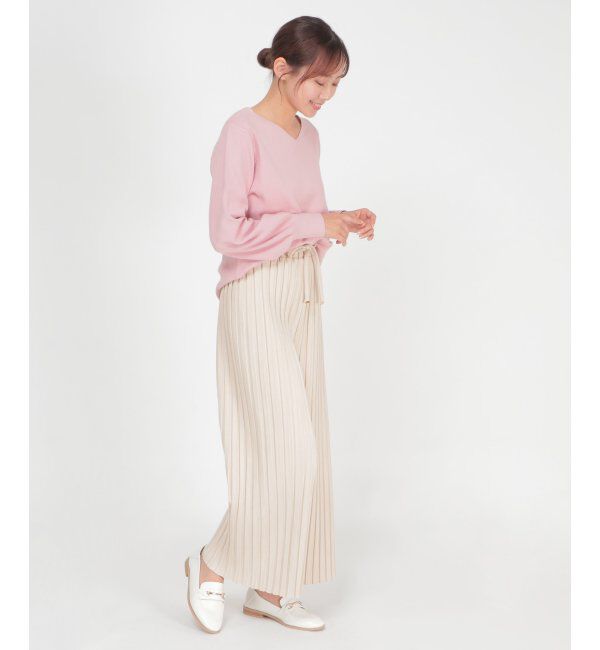 ikka「スウェードプリーツワイドパンツ」|その他|