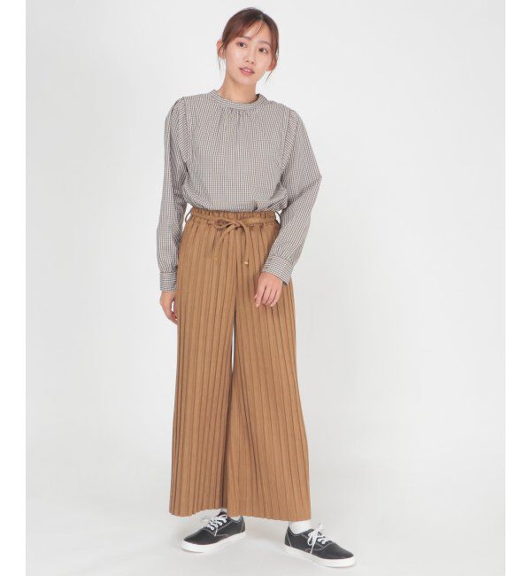 ikka「スウェードプリーツワイドパンツ」|その他|