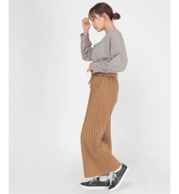 ikka「スウェードプリーツワイドパンツ」|その他|