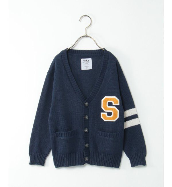 ikka kids「カレッジニットカーディガン（120~160cm）」|カーディガン|ネイビー