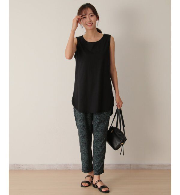 ikka「【雑誌 InRed 6月号掲載】【接触冷感／UVカット】コットンUSA裾ラウンドノースリプルオーバー」|タンクトップ|