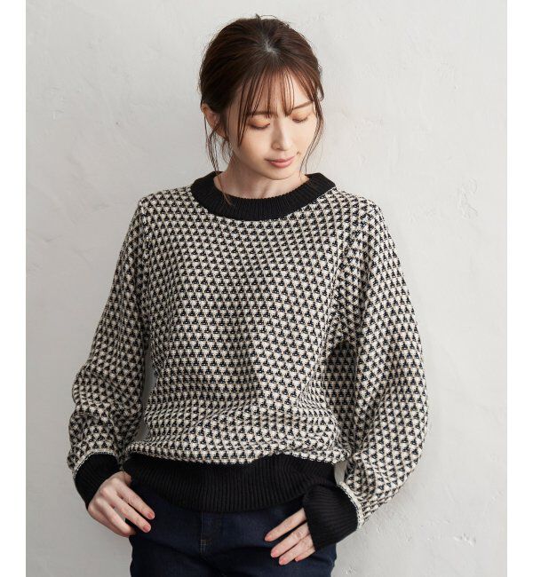 ikka「ツイード柄ニットプルオーバー」|プルオーバー|