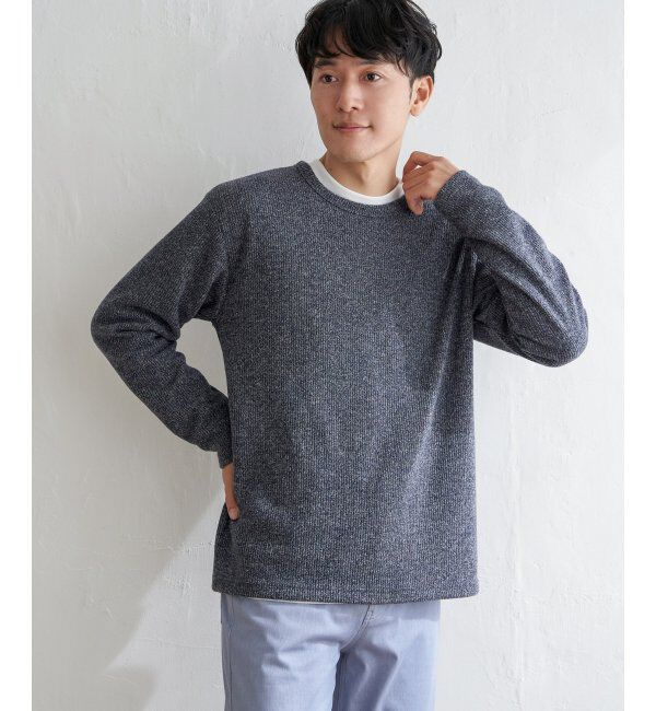 ikka「【2点セット】メランジ畦プルオーバーインナーセット」|パーカー|ネイビー