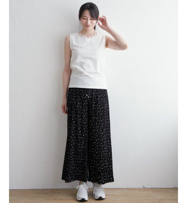 ikka「【接触冷感／UVカット】コットンUSA前後レースタンクトップ」|タンクトップ|