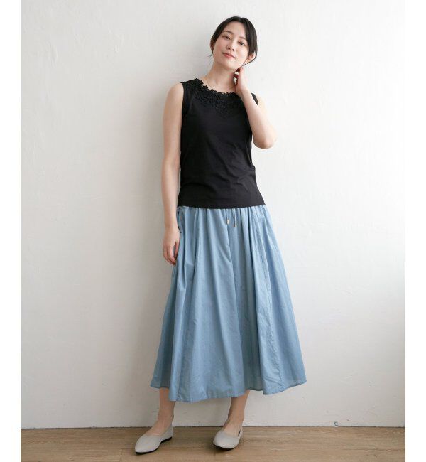 ikka「【接触冷感／UVカット】コットンUSA前後レースタンクトップ」|タンクトップ|