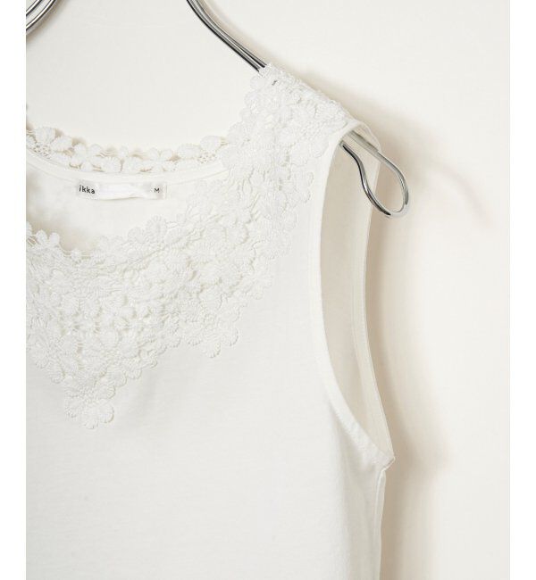 ikka「【接触冷感／UVカット】コットンUSA前後レースタンクトップ」|タンクトップ|