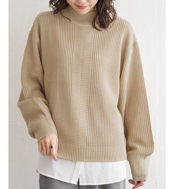 ikka「ラメ畦ハイネックニットプルオーバー」|プルオーバー|