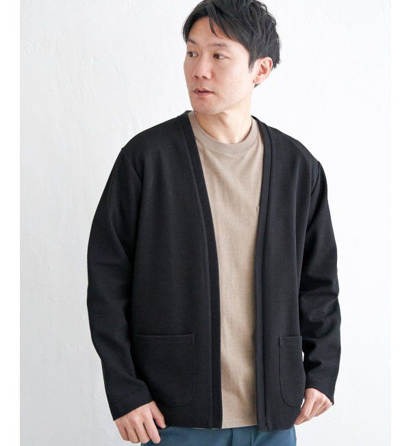 ikka「ダブルフェイスDRYカノコカーディガン」|カーディガン|ブラック