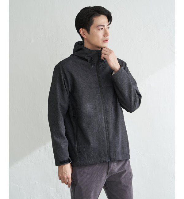 ikka「撥水メランジ ジップマウンテンパーカー」|その他|ブラック