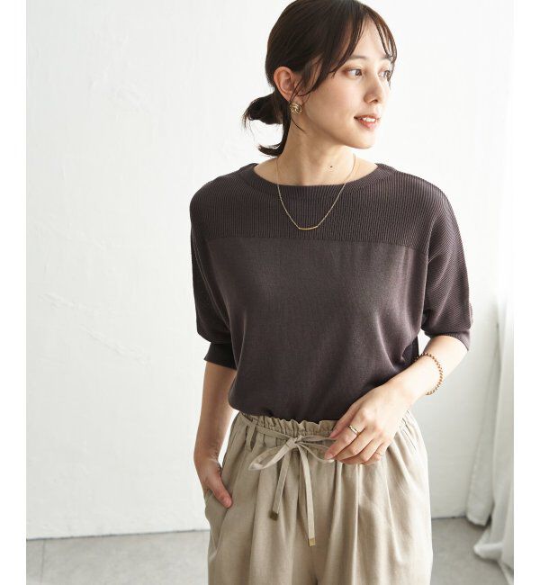 ikka「洗えるドルマンニットプルオーバー」|プルオーバー|チャコール