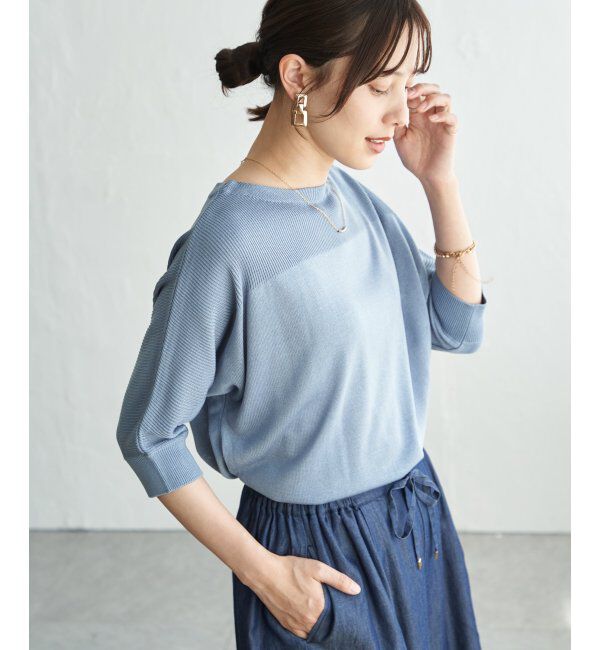 ikka「洗えるドルマンニットプルオーバー」|プルオーバー|サックスブルー