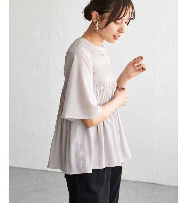 ikka「マジョリカ3段プリーツブラウス」|シャツ・ブラウス|ライトグレー
