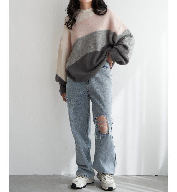 VENCE share style「ウール混モヘアタッチプルオーバー」|ニット・セーター|