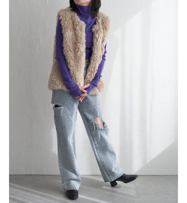 VENCE share style「ボリュームフェイクファーベスト」|ニット・セーター|