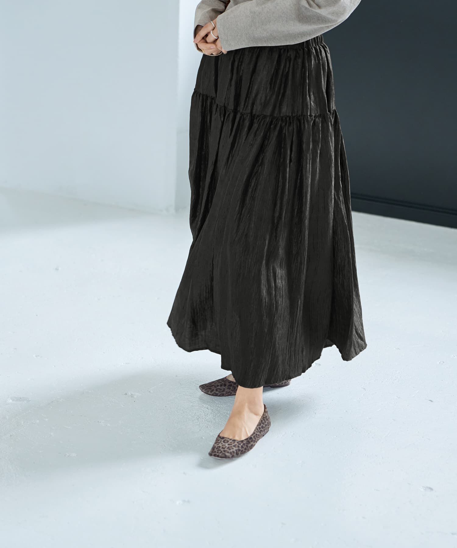 STYLE DELI「シャイニー切替ギャザースカート」|スカート|